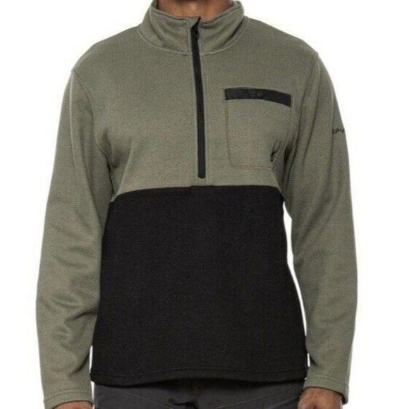 New $129 Spyder Men Medallion‎ Bonded Sweater Fleece 1/4 Zip Jacket Tea Leaf M - Picture 1 of 8